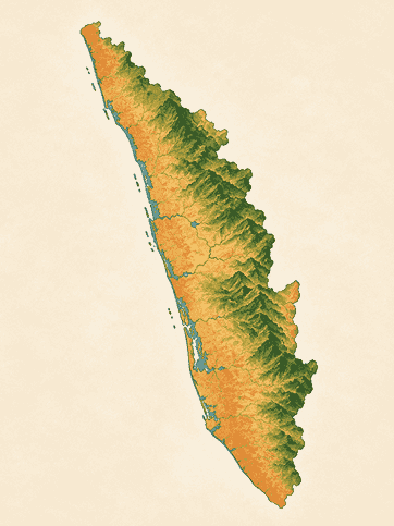 Illustrated map of Kerala, India